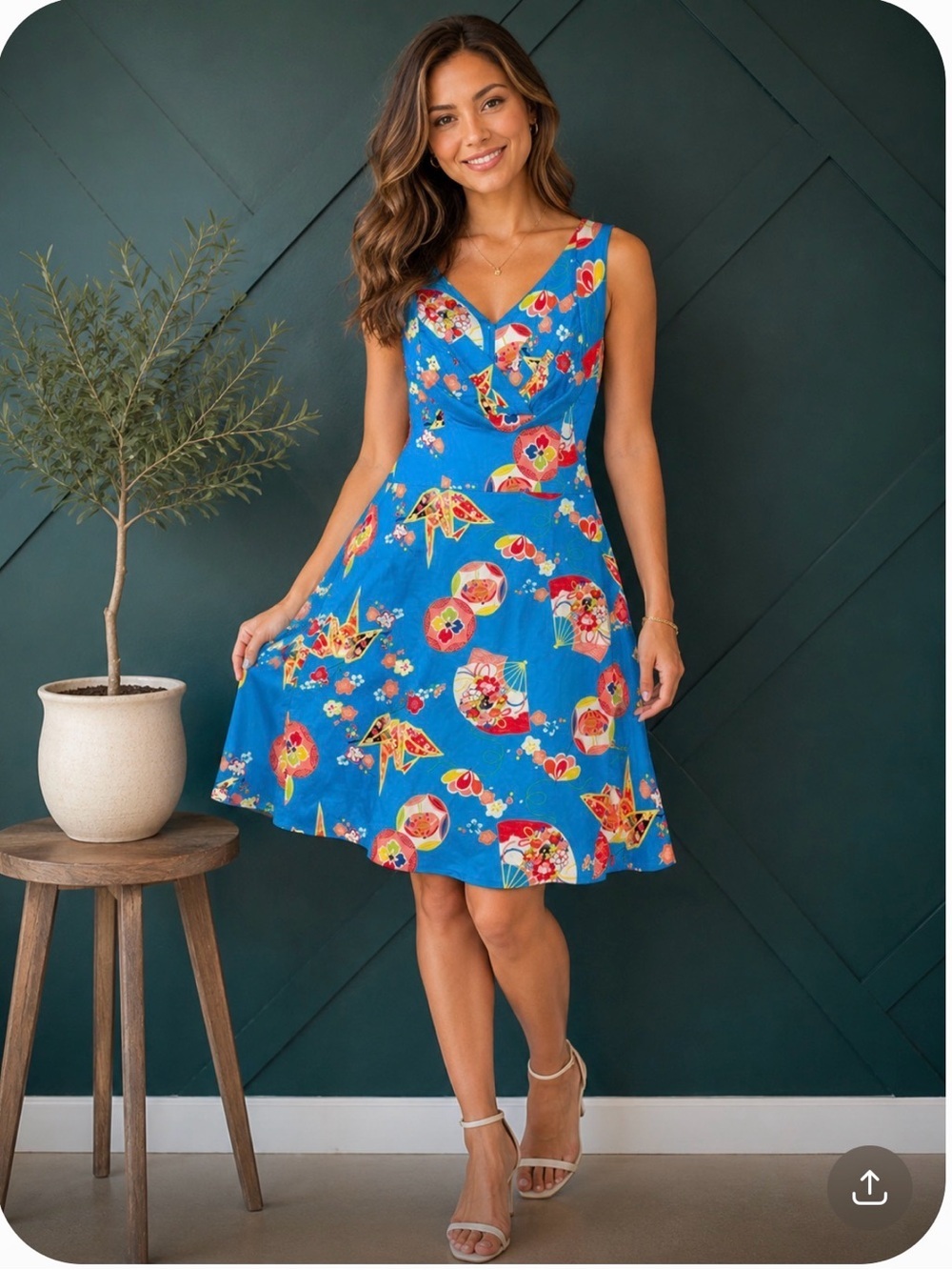 Trashy Diva Honeychild Dress Geisha Fans Fit & Flare Vintage Pinup Size 12